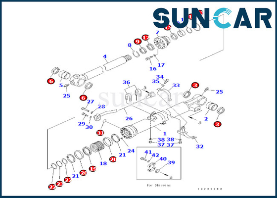 707-99-59120 Komatsu برای PC240LC-8K PC240NLC-8K کیت مهر و موم سیلندر سطلی کوماتسو