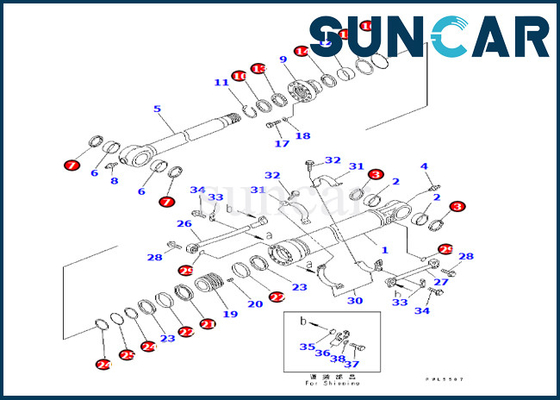 کیت سرویس سیلندر سطلی Komatsu 707-99-58090 7079958090 مناسب PC350-8 PC300-8 PC360-7