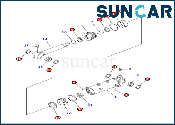 کیت مهر و موم سیلندر بالابر تیغه برای 707-98-24930 7079824930 Komatsu 8-24930 Komatsu PC30MR-3 PC27MR-3 PC27MR-2