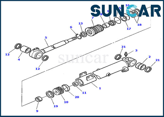 کیت آب بندی سیلندر بوم 878000412 تعویض مقاومت در برابر سایش PC30-7 کیت آب بندی بیل مکانیکی کوماتسو