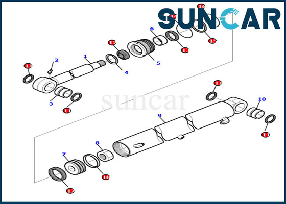 کیت تعمیر سیلندر 878000414 کیت آب بندی سطل بیل مکانیکی برای مدل های تجهیزات کوماتسو PC30-7