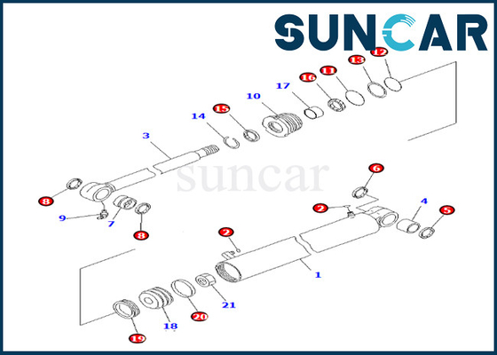 707-98-22890 7079822890 کیت سرویس سیلندر چرخشی بوم کوماتسو فیتس PC27MR-3 PC27MR-2