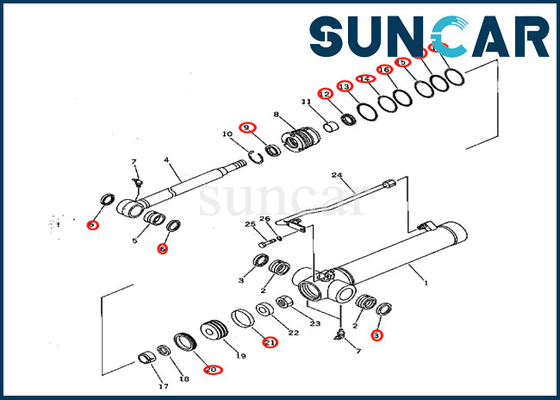 7079822080 707-98-22080 کیت مهر و موم تعمیر سیلندر بازویی کوماتسو مناسب PC28UD-2 PC28UG-2 PC28UU-2
