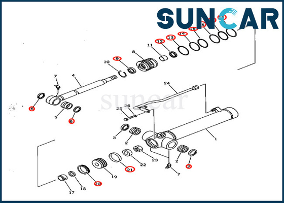 کیت سرویس سیلندر بازویی کوماتسو 707-98-22170 7079822170 برای PC28UD-2 PC28UG-2 PC28UU-2
