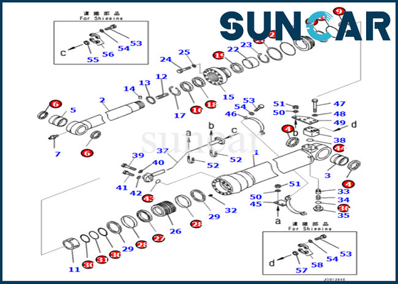 7079959680 707-99-59680 کیت مهر و موم تعمیر سیلندر بازوی کوماتسو برای PC290LC-10 PC290NLC-10