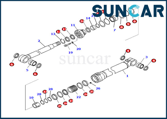 کیت تعمیر سیل سیلندر بوم کوماتسو 7079959090 707-99-59090 مناسب PC290LC-10 PC290NLC-10