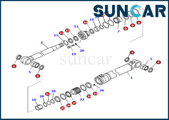 کیت تعویض سیلندر بوم 721-98-00390 7219800390 Komatsu Fits PC290LC-10 PC290NLC-10