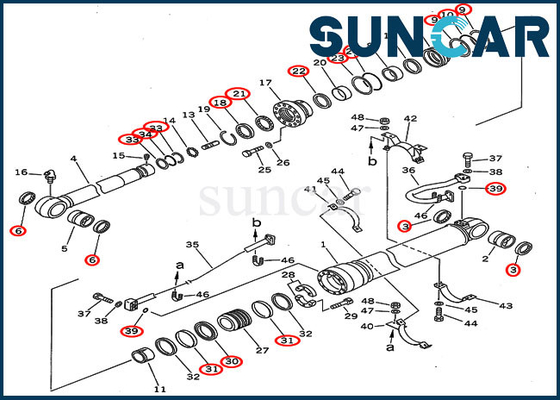کیت مهر و موم بیل مکانیکی 207-63-02120 کیت تعمیر سیلندر بازویی برای نسخه خارجی PC300-5 PC300LC-5 Komatsu