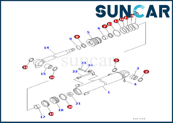 کیت سرویس سیلندر بوم کوماتسو 707-98-24880 7079824880 برای کیت آب بندی سیلندر بوم PC30R-8