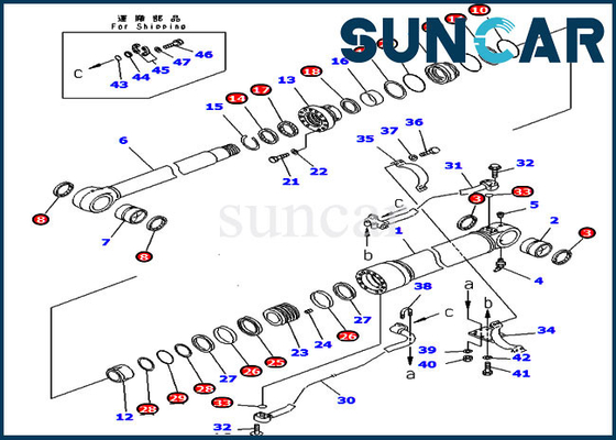 707-99-58370 کیت مهر و موم سطل PC350LC-6 PC340NLC-6 کیت تعمیر سیلندر  متناسب با تجهیزات سنگین کوماتسو