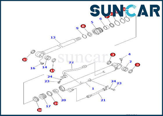 707-98-14260 7079814260 کیت سرویس سیلندر سطلی Komatsu For PC30R-8 کیت تعویض سیلندر سطلی