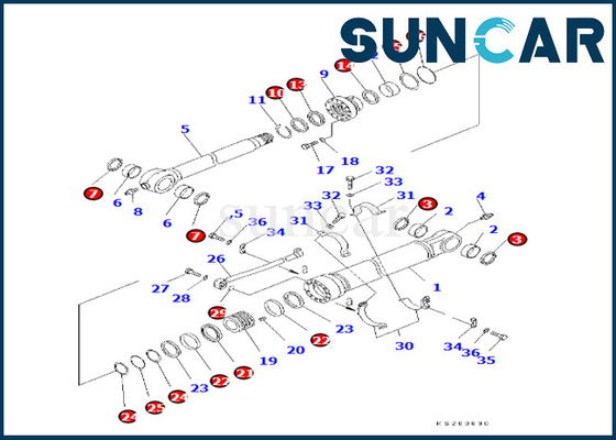7079958450 707-99-58450 کیت تعویض سیلندر سطلی کوماتسو برای PC350LC/NLC-8K PC450LC-8K