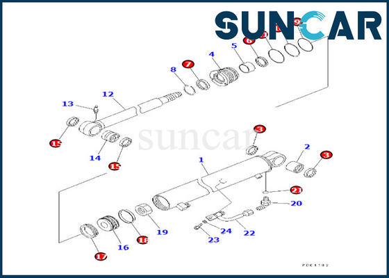 7079823810 707-98-23810 کیت مهر و موم تعمیر سیلندر بازوی کوماتسو متناسب با PC35MR-1 PC35MRX-1A