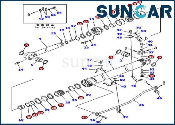 کیت سرویس بیل مکانیکی 707-99-72300 کیت آب بندی سیلندر هیدرولیک برای مدل های کوماتسو PC300LC-7 PC350LC-7