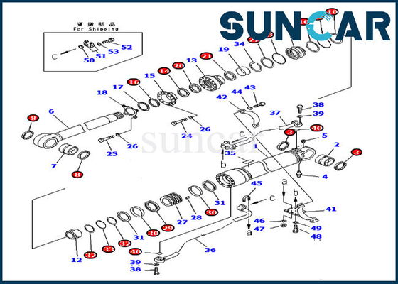 کیت آب بندی بوم 707-99-59360 کیت آب بندی روغن بیل مکانیکی سیلندر هیدرولیک مناسب برای PC300-7 Komatsu