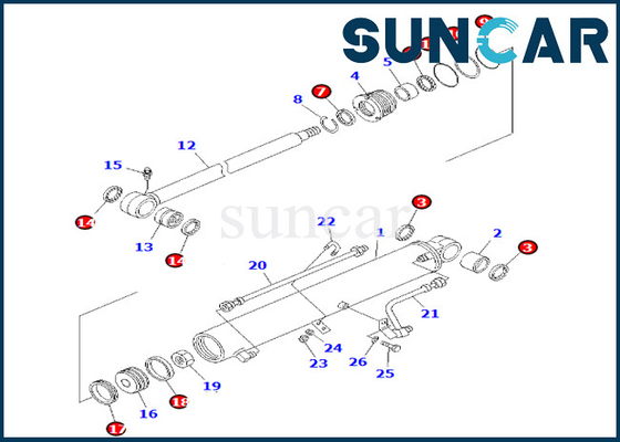 707-98-29661 7079829661 کیت تعمیر سیل سیلندر چرخشی بوم کوماتسو فیتس PC35MR-1 PC35MRX-1 PC45MR-1