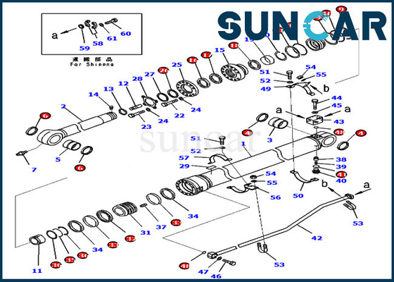 کیت تعمیر کیت مهر و موم سیلندر بازو 707-99-72281 برای تجهیزات مدل PC300-8 قطعات داخلی Komatsu