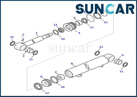کیت مهر و موم سیلندر بازو Komatsu 878000655 متناسب با کیت آب بندی سیلندر بازوی مقاوم در برابر سایش PC35R-8