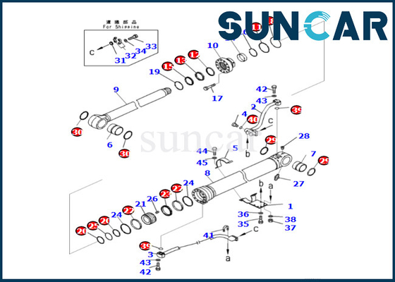 کیت آب بندی سیلندر بوم کوماتسو 721-98-01970 7219801970 برای PC360LCI-11 PC390LCI-11