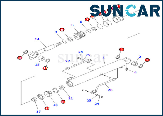 کیت سرویس سیلندر بوم 707-98-25600 7079825600 برای PC38UU-2 کیت آب بندی سیلندر بوم کوماتسو