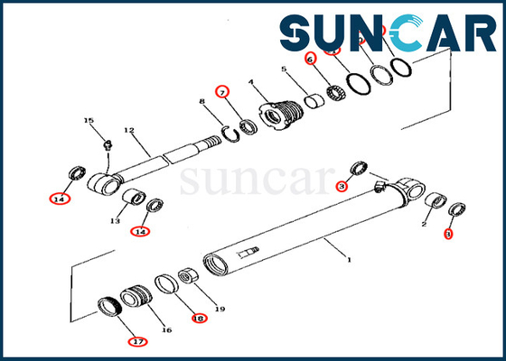 کیت سرویس سیلندر چرخشی بوم کوماتسو 707-98-25520 7079825520 مناسب PC38UU-2 PC38UUM-2 PC40-7