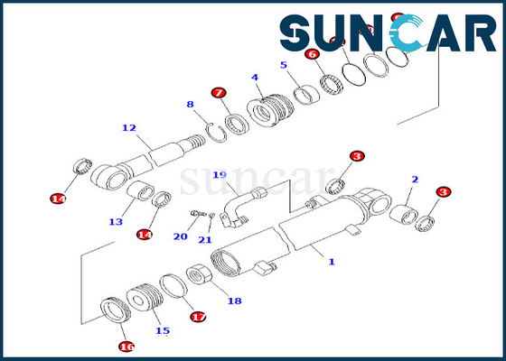 707-98-25110 7079825110 کیت آب بندی سیلندر بازویی Komatsu Fits PC38UU-3 کیت سرویس سیلندر بازویی