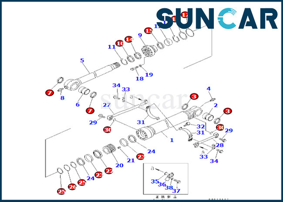کیت مهر و موم سیلندر سطل 707-99-66240 7079966240 Komatsu For PC400-7 PC300LL-7E0 PC350LL-7E0