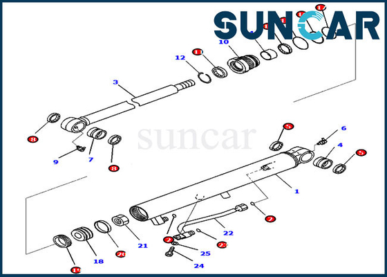 کیت سرویس سیلندر سطل 707-98-14350 7079814350 برای قطعات کوماتسو PC35MR-3 PC30MR-3 مدل