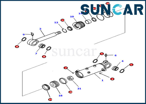 قطعات کیت خدمات کیت مهر و موم سیلندر تیغه 707-98-22930 متناسب با Komatsu PC30MR-3 PC30MR-5 PC27MR-3