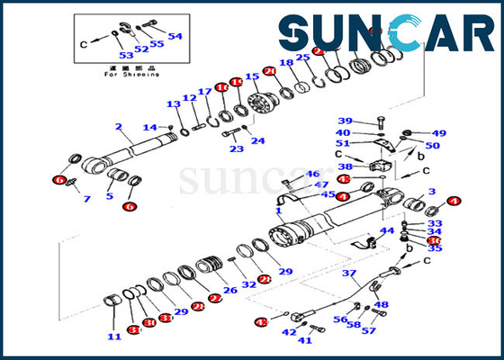 کیت تعمیر کیت سیلندر بازوی کیت 707-99-72080 کیت سرویس Komatsu PC360LC-10 PC390LC-10