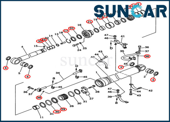 کیت آب بندی بازو 707-99-68515 PC400-5D PC400-6C کیت سیل تعمیر سیلندر بیل مکانیکی کوماتسو