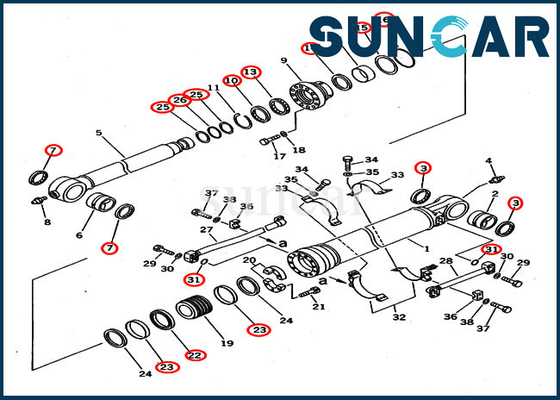 707-99-67015 کیت خدمات بیل مکانیکی سیلندر سطل برای بکهو کوماتسو PC400-5D PC400-6C