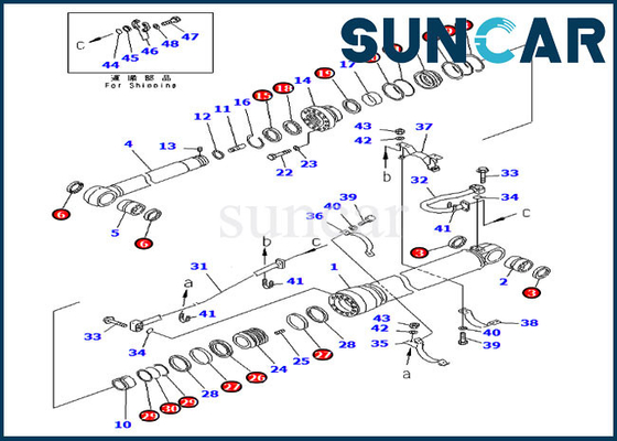 کیت تعمیر بازو هیدرولیک سیلندر 707-99-69520 برای قطعات سرویس PC400LC-6 PC450LC-6 Komatsu
