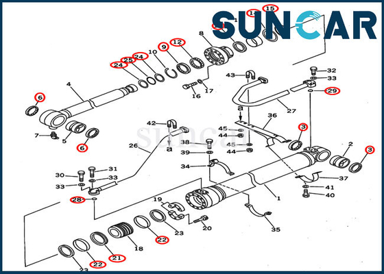 کیت سرویس کیت آب بندی سیلندر سطل کوماتسو 707-99-50600 برای لودر کمپرسی پایین PC400-5 PC400LC-5