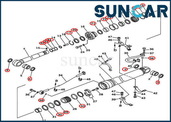 کیت آب بندی بازو 707-99-69505 کیت تعمیر سیلندر هیدرولیک برای هوی دیتی بوم Komatsu PC400-6C
