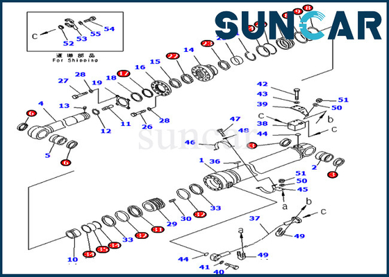 قطعات کیت سرویس بازو بیل مکانیکی 707-99-69770 7079969770 برای سیلندر هیدرولیک کوماتسو PC400-7 PC400LC-7