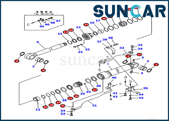 PC400-7 PC400LC-7 KOMATSU 707-99-72310 7079972310 کیت خدمات بیل مکانیکی کیت آب بندی سیلندر بوم