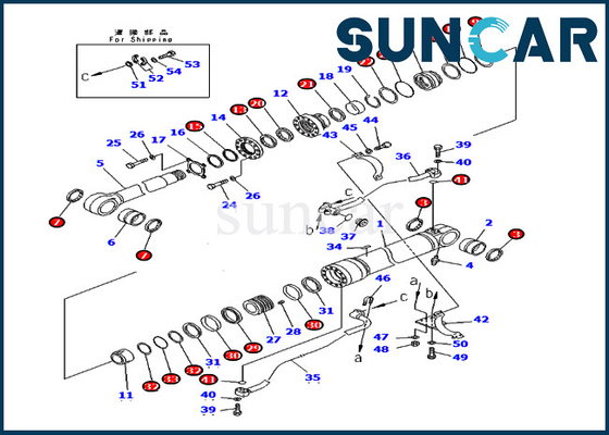 بوم تعمیر کیت سیل سیلندر هیدرولیک 707-99-72270 7079972270 Komatsu PC400-7 PC400LC-7 برای لودر