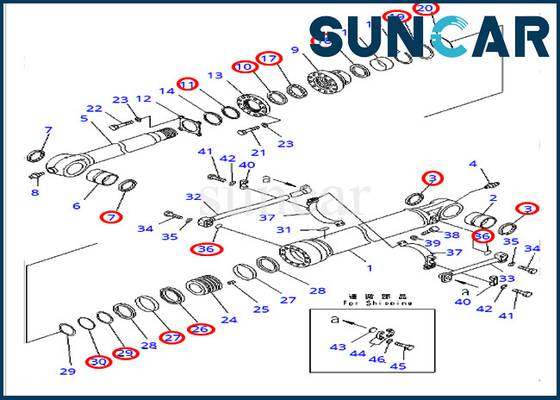 کیت تعمیر سیل سیلندر سطل 707-99-65220 برای تجهیزات سنگین بیل مکانیکی PC400-7 PC400LC-7 کوماتسو