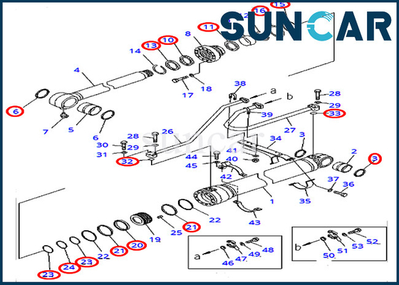 کیت سرویس کیت مهر و موم سیلندر سطل 707-99-50650 متناسب با کیت های مدل PC400LC-8 PC400-8 Komatsu