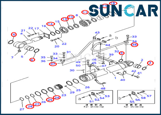 PC400-7 PC400LC-7 مدل های Komatsu 707-99-50721 کیت آب بندی سیلندر سطلی کیت آب بندی بیل مکانیکی 7079950721