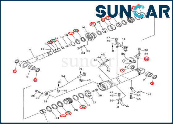 کیت مهر و موم سیلندر بازوی کوماتسو سطل کیت مهر و موم سیلندر 7079968510 707-99-68510 Komatsu For PC400 PC400-6Z