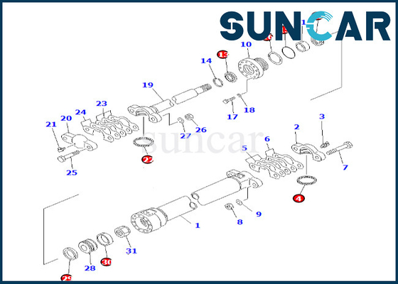 کیت مهر و موم سیلندر شیفت جانبی نوار کششی Komatsu 7079835110 707-98-35110 کیت مهر و موم سیلندر سوپر لاینر متناسب با GD825A-2