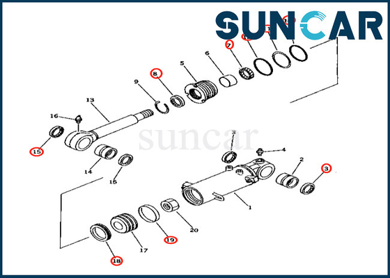 کیت آب بندی سیلندر بالابر تیغه 707-98-32810 7079832810 برای PC40-7 PC40MR-1 کیت آب بندی سیلندر بالابر تیغه کوماتسو