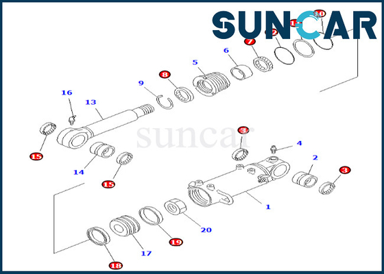 7079832120 707-98-32120 کیت مهر و موم سیلندر تیغه کوماتسو برای PC40-7 PC40R-7 کیت مهر و موم سیلندر تیغه