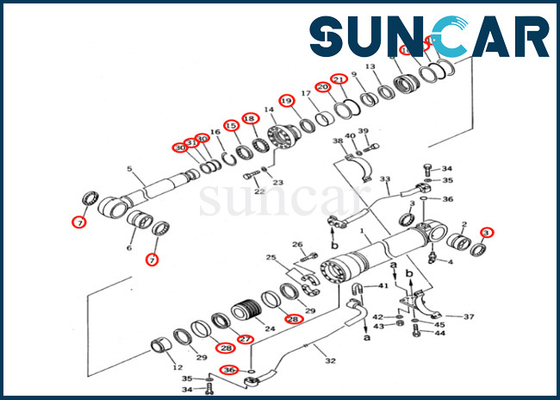 کوماتسو 7079967121 707-99-67121 کیت مهر و موم سیلندر بوم متناسب با PC400 PC400-5 PC400-5C PC400LC