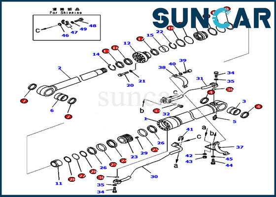 PC400-8 PC400LC-8 Komatsu 707-99-67091 7079967091 کیت سرویس Boom مقاومت در برابر سایش کیت مهر و موم روغن سیلندر