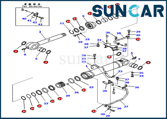 کیت مهر و موم سطل 707-99-75910 برای قطعات سرویس سیلندر هیدرولیک Komatsu PC450-8 PC550LC-8 PC400LC-8