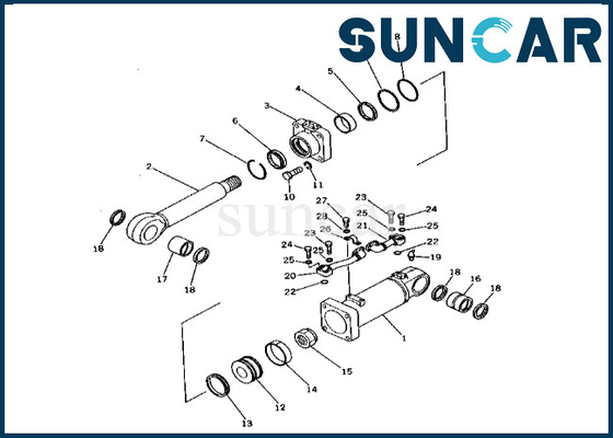 کیت آب بندی سیلندر کمپرسی پایین کوماتسو 2086395300 208-63-95300 برای PC400-1 PC400LC-1 کیت تعمیر سیلندر کمپرسی پایین
