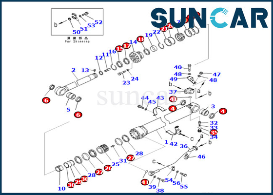 کیت آب بندی سیلندر بازو 721-98-00140 7219800140 کیت آب بندی سیلندر بازویی Komatsu For PC490LC-11 PC490-11